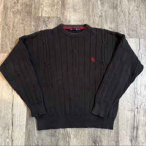 90s Nautica Cable Knit Sweater Navy Blue Large
